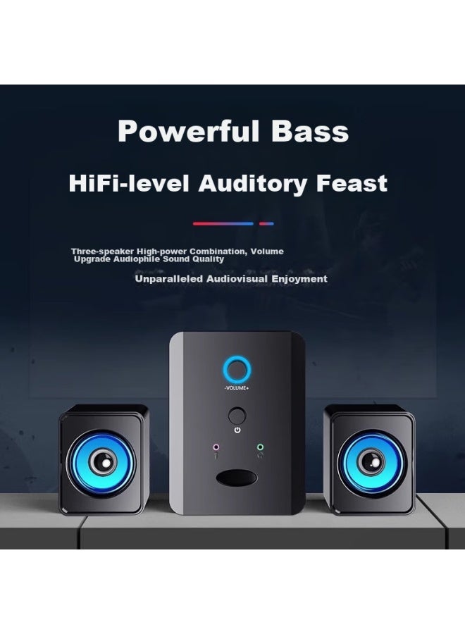 SADA مكبرات صوت كمبيوتر سلكية USB/نوع-C، مكبرات صوت صغيرة بلوتوث قابلة للتوصيل المباشر للكمبيوتر المحمول، مضخم صوت نشط عالي الجودة 2.0 بحجم صوت عالي - Image 4