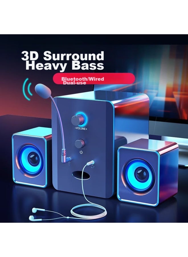 SADA مكبرات صوت كمبيوتر سلكية USB/نوع-C، مكبرات صوت صغيرة بلوتوث قابلة للتوصيل المباشر للكمبيوتر المحمول، مضخم صوت نشط عالي الجودة 2.0 بحجم صوت عالي - Image 2