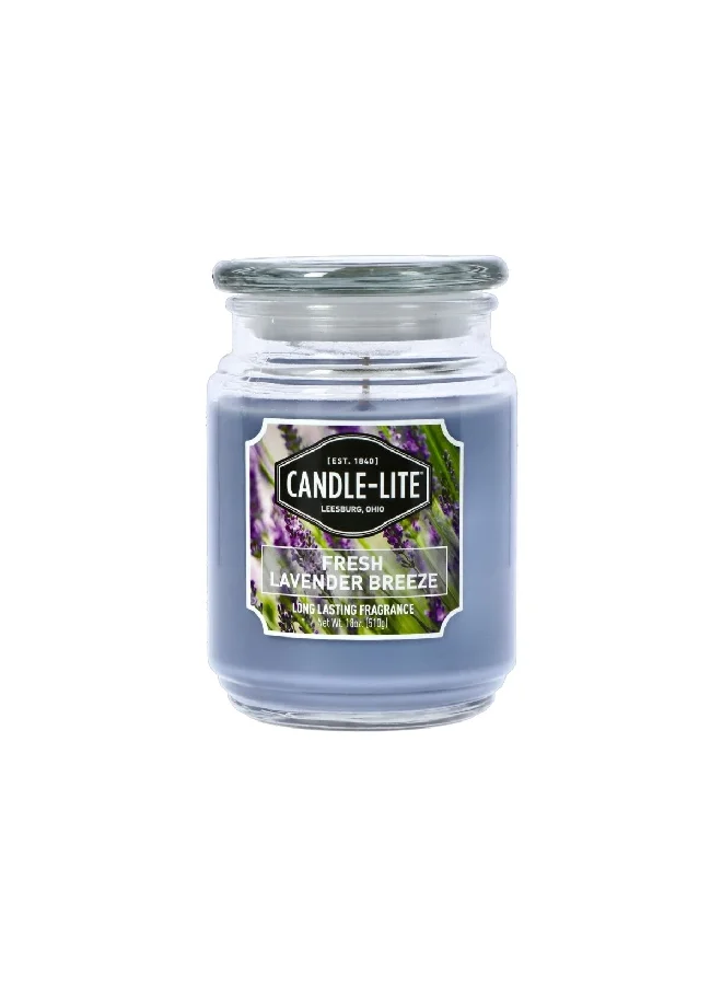 CANDLE-LITE Fresh Lavender Breeze Long-Lasting Fragrance Scented Jar Candle Purple 510 g 3297404