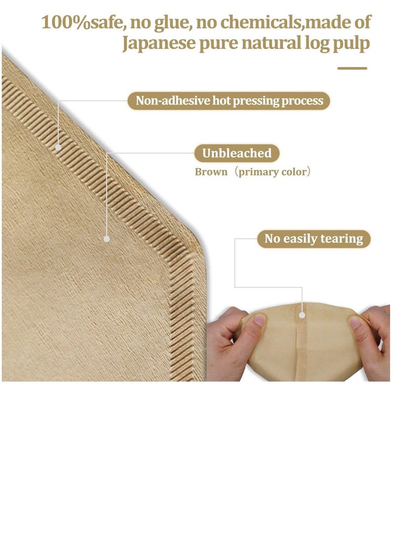 Coffee Filter 90 pcs, Coffee Filter Paper V60 Unbleached Disposable Coffee Filters Paper, Natural Paper Disposable Cone Coffee Filters, Small Coffee Filters for 2 cups Coffee maker