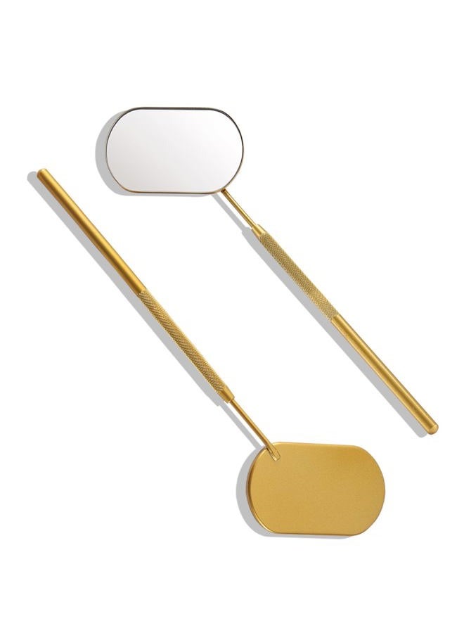 Embagol Lash Mirror Extra Large Makeup Mirror for Eyelash Extensions Detachable Stainless Steel Square Round Lash Extension Accessories(Golden) - Image 1