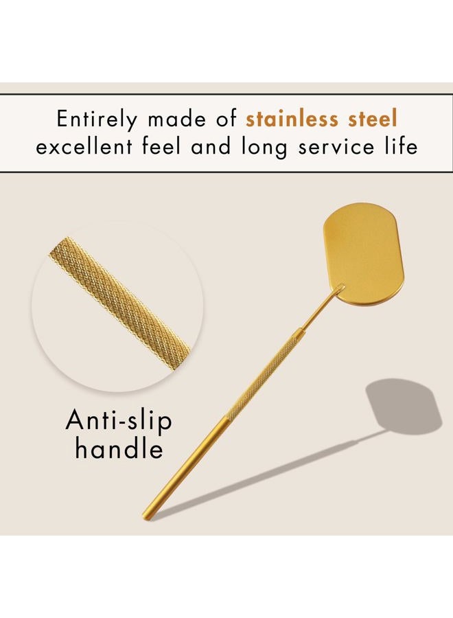 Embagol Lash Mirror Extra Large Makeup Mirror for Eyelash Extensions Detachable Stainless Steel Square Round Lash Extension Accessories(Golden) - Image 5