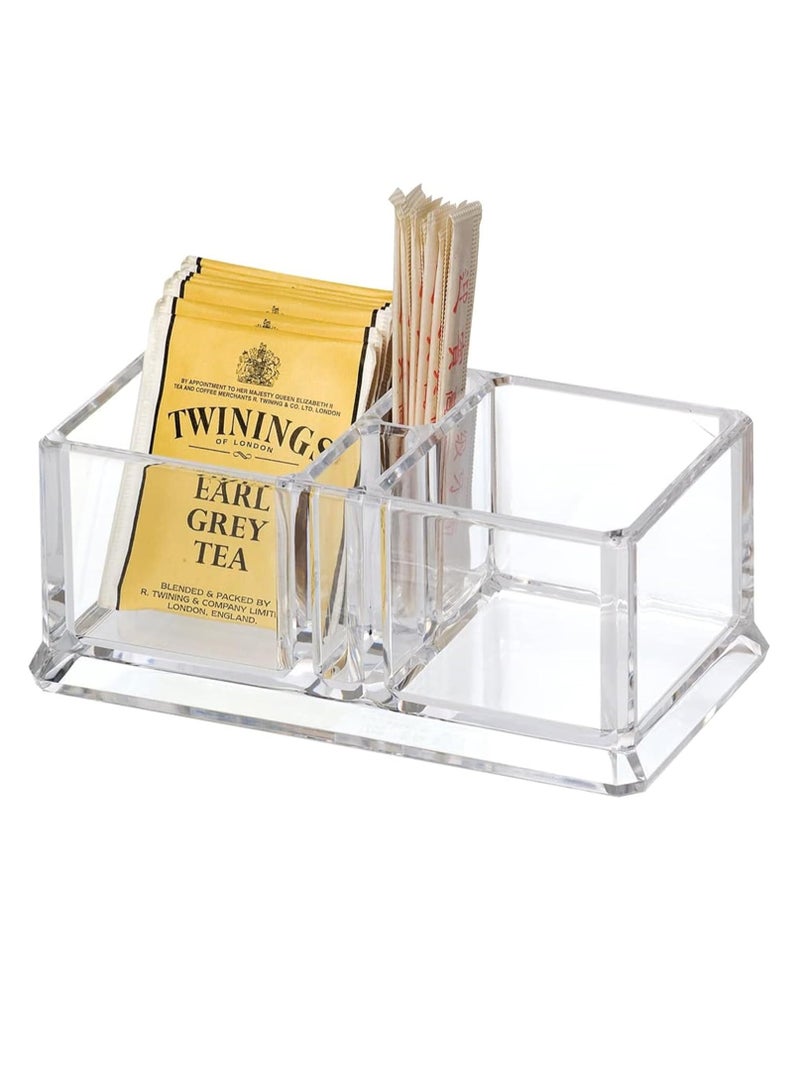 Bukela Tea Bag Organizer Storage Box, Clear Acrylic Two Lattices Tea Bags Holder Coffee Sugar Bag Case, Guest Room Storage Boxes, Tea Storage Chest Case, Tea Bag Sorter for Any Home Restaurant Office - Image 1