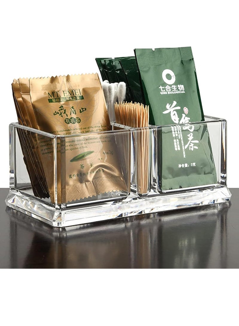 Bukela Tea Bag Organizer Storage Box, Clear Acrylic Two Lattices Tea Bags Holder Coffee Sugar Bag Case, Guest Room Storage Boxes, Tea Storage Chest Case, Tea Bag Sorter for Any Home Restaurant Office - Image 2