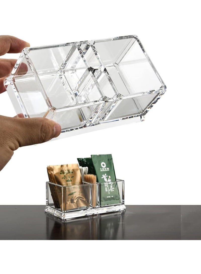 Bukela Tea Bag Organizer Storage Box, Clear Acrylic Two Lattices Tea Bags Holder Coffee Sugar Bag Case, Guest Room Storage Boxes, Tea Storage Chest Case, Tea Bag Sorter for Any Home Restaurant Office - Image 3
