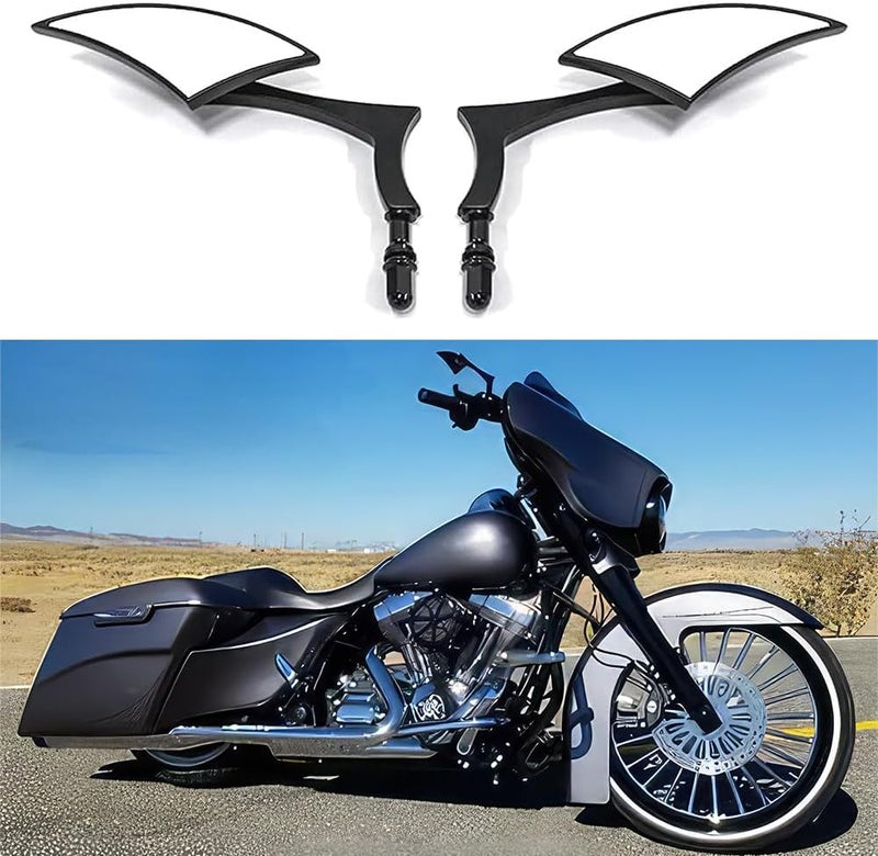 DREAMIZER Bright Black Motorcycle Universal Blade Rear View Side Mirrors - Image 2