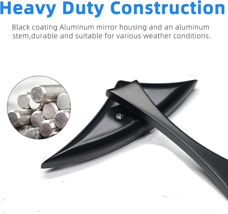 DREAMIZER Bright Black Motorcycle Universal Blade Rear View Side Mirrors - Image 4