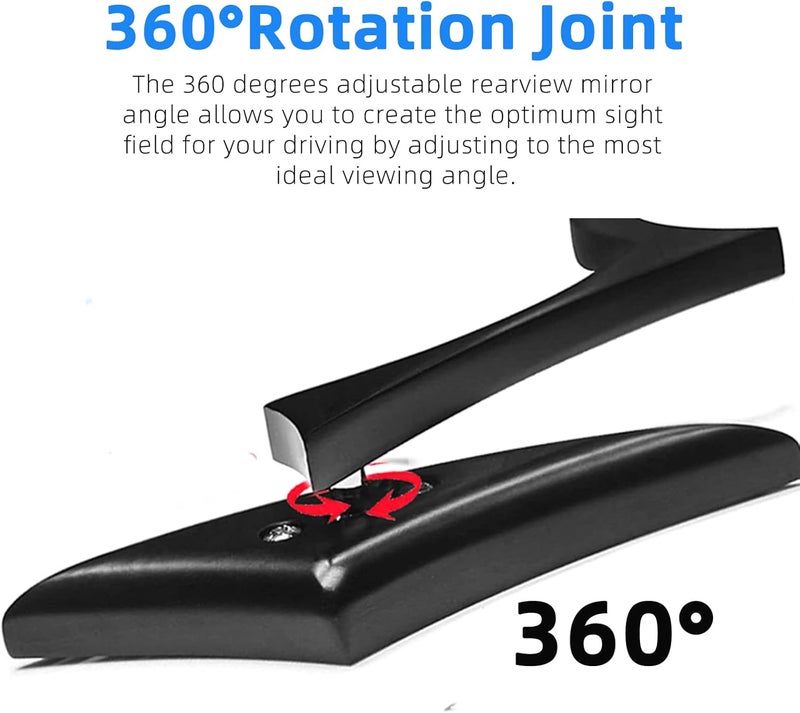 DREAMIZER Bright Black Motorcycle Universal Blade Rear View Side Mirrors - Image 3