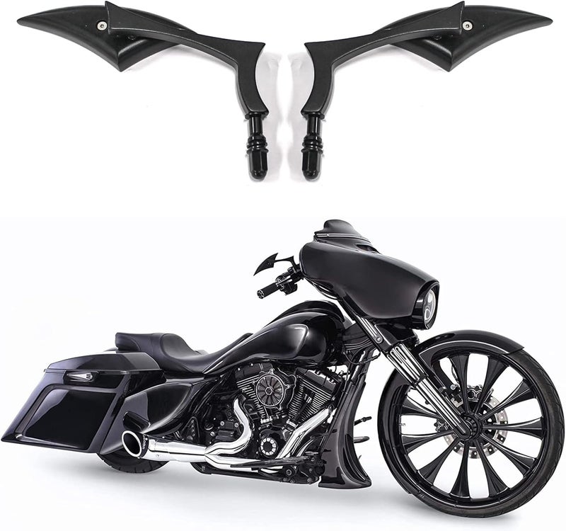 DREAMIZER Bright Black Motorcycle Universal Blade Rear View Side Mirrors - Image 1
