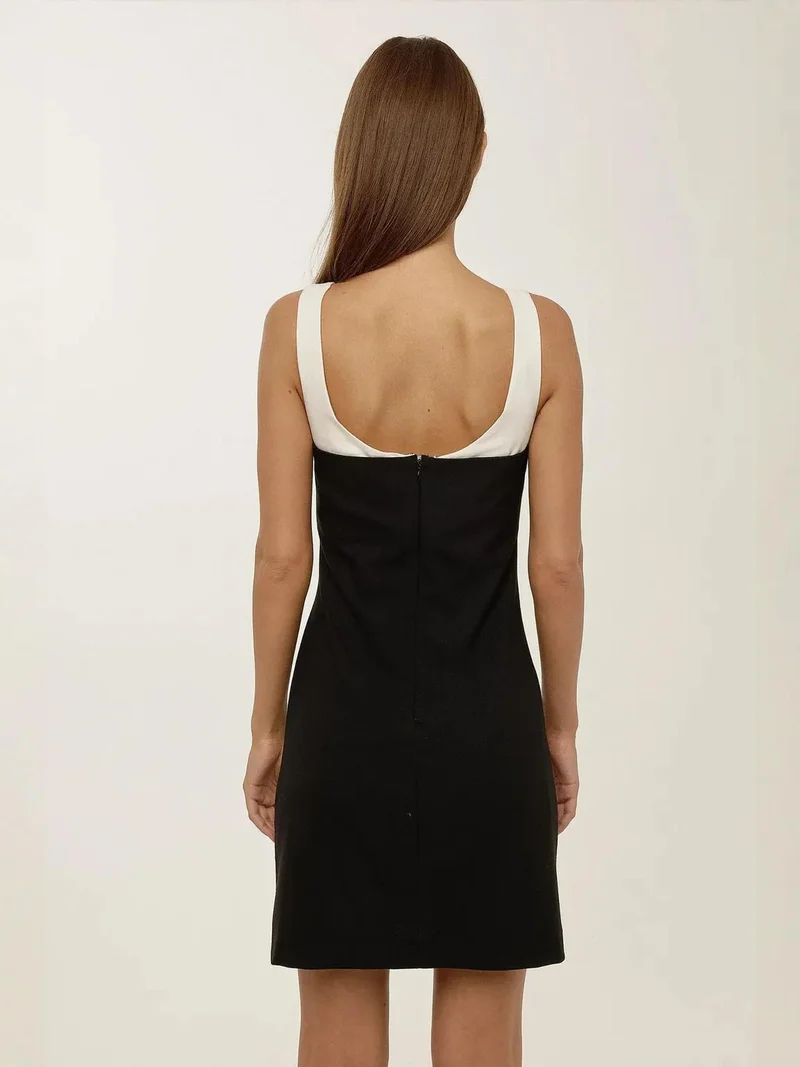 HICCUP Black Square Collar Mini Dress for Women | Best Price UAE