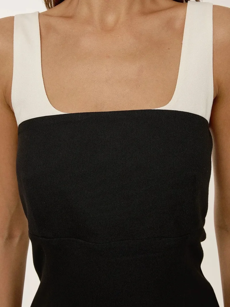 HICCUP Black Square Collar Mini Dress for Women | Best Price UAE