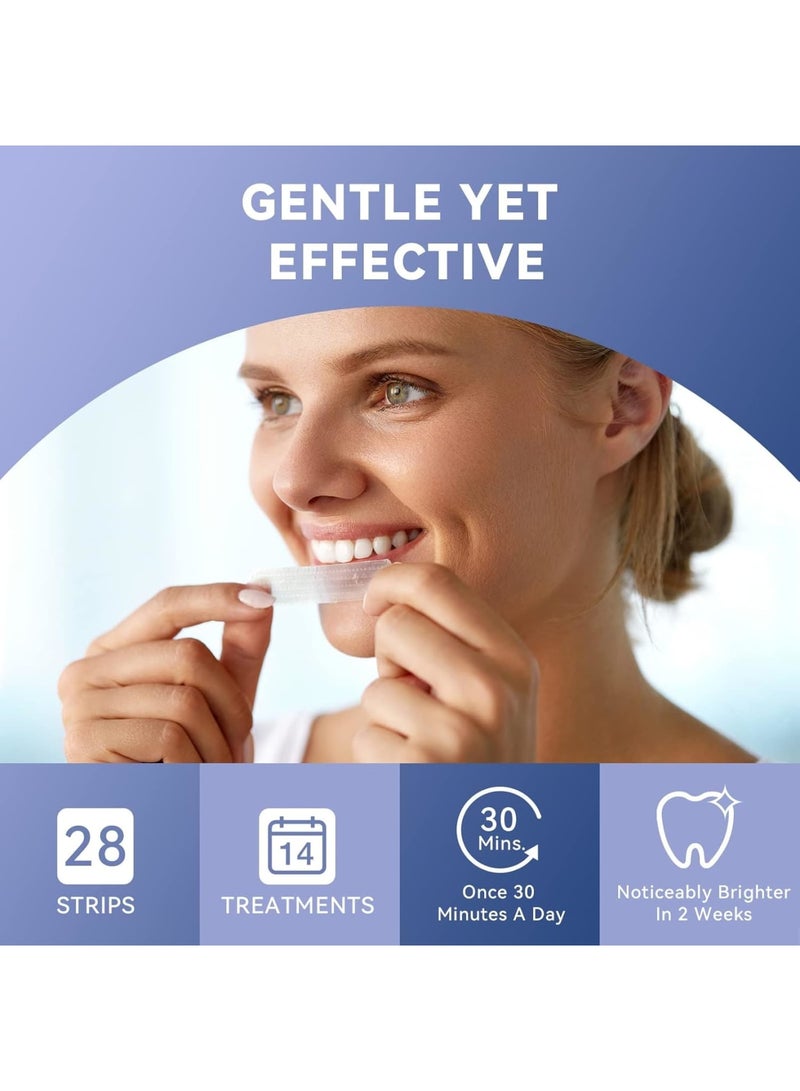 SOLARAE شرائط تبييض الأسنان للأسنان الحساسة، 28 شريط أبيض سريع، بدون بيروكسيد، لا تنزلق، آمنة لتبييض الأسنان، شرائط التبييض تساعد على إزالة آثار التدخين، القهوة، الصودا، بقع الماء - Image 5