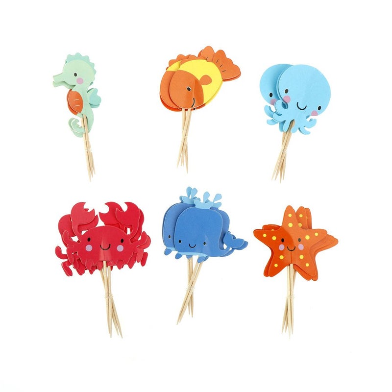 iMagitek 48 Pcs Ocean Sea Animal Cupcake Toppers for Under the Sea Theme Party and Kids Birthday Party - Image 2