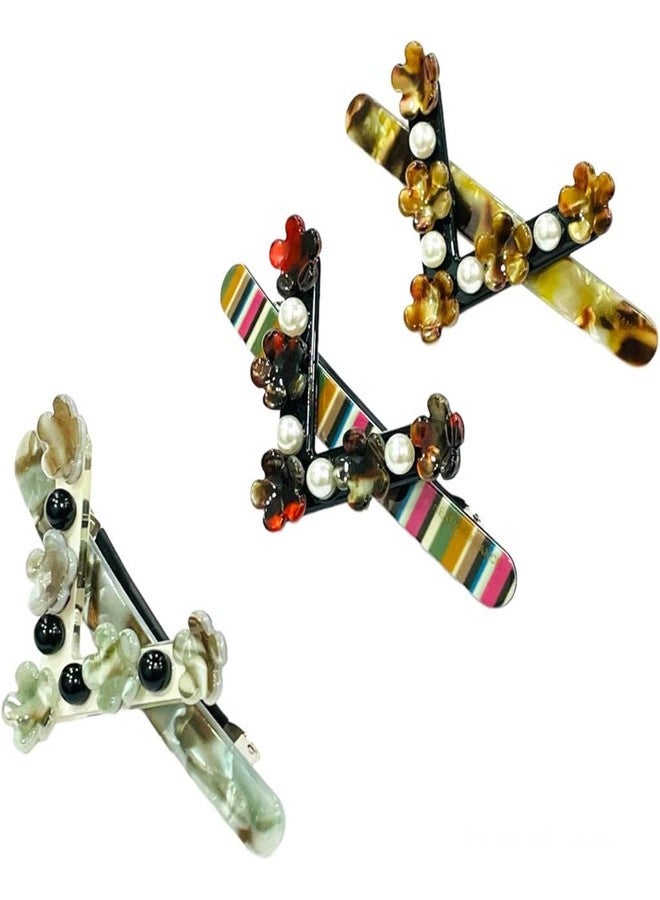 Bakefy� Hair Barrettes, Acetate Hair Barrettes Acrylic Hair Barrettes French Design Hair Clips Automatic Hair Clip for Women Ladies (pack of 1) - Image 4