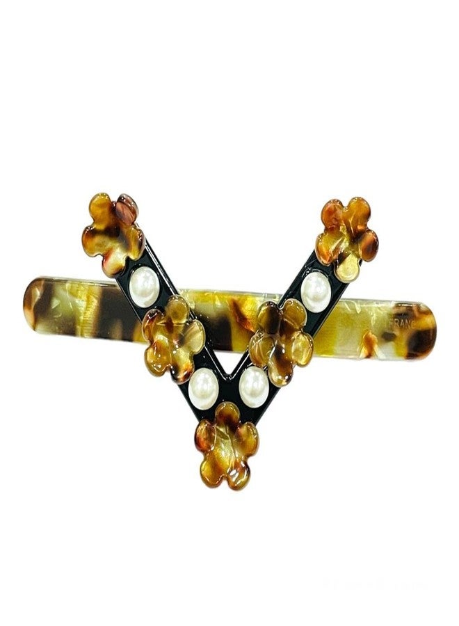 Bakefy� Hair Barrettes, Acetate Hair Barrettes Acrylic Hair Barrettes French Design Hair Clips Automatic Hair Clip for Women Ladies (pack of 1) - Image 1