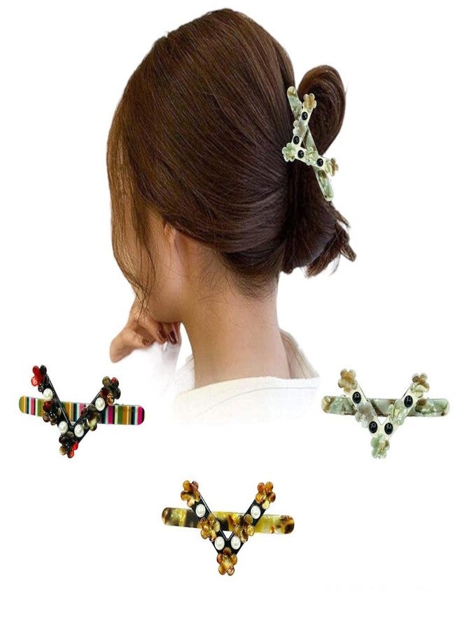 Bakefy� Hair Barrettes, Acetate Hair Barrettes Acrylic Hair Barrettes French Design Hair Clips Automatic Hair Clip for Women Ladies (pack of 1) - Image 3