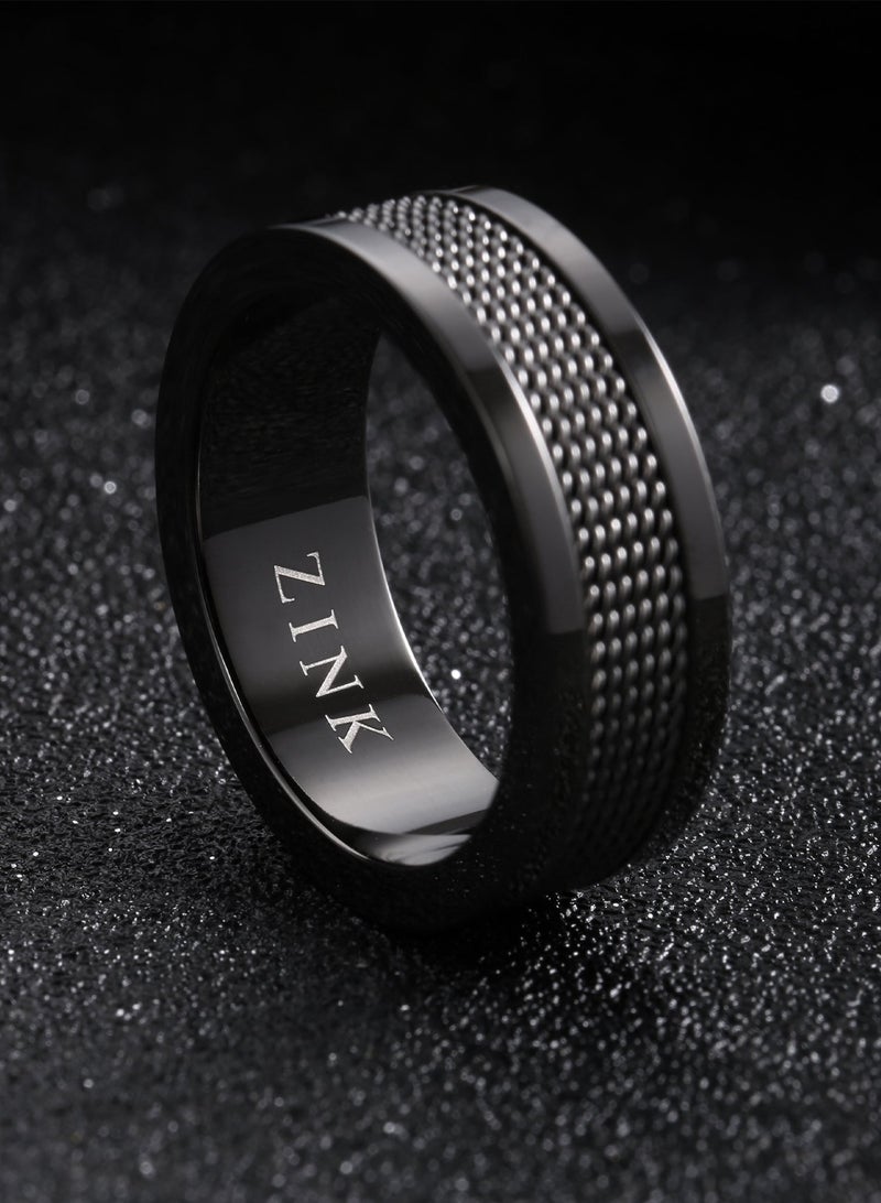 زنك خاتم زينك الرجالي باللون الرصاصي من الستانلس ستيل | ZJRG018SPIG-20 - Image 4