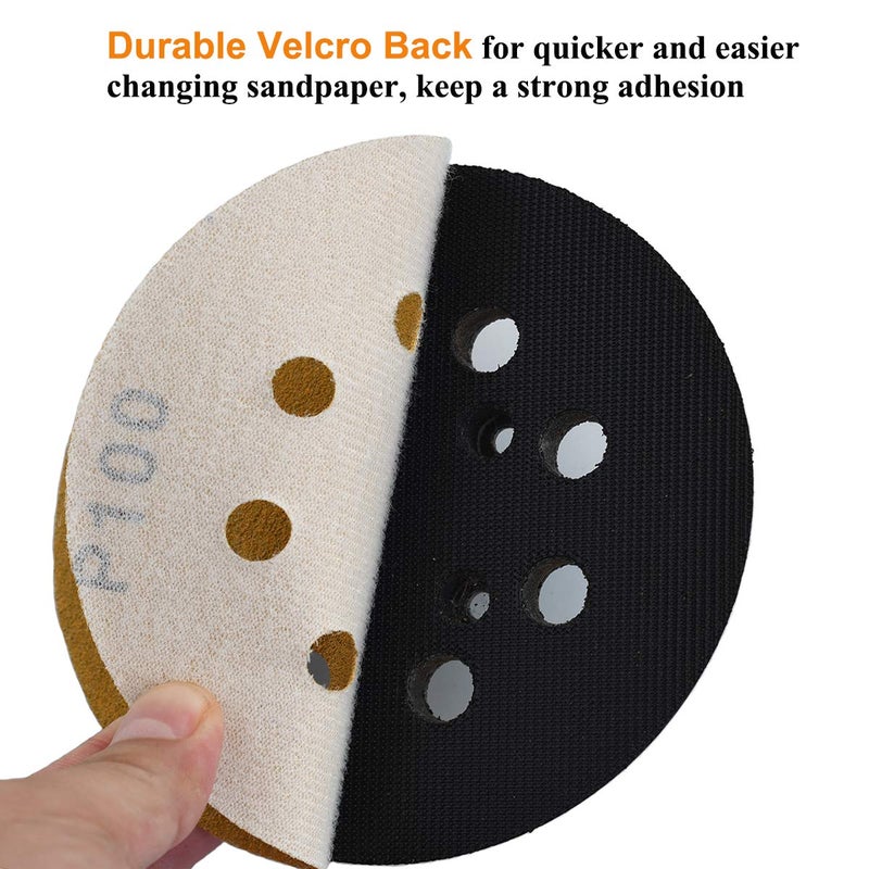Aiyard 5-Inch 8-Hole Hook and Loop Sanding Discs 100-Grit Random Orbit Sandpaper, 100-Pack - Image 4