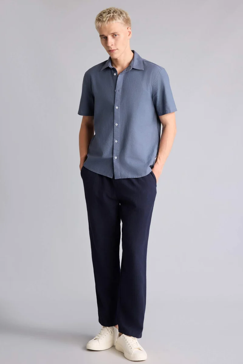 Defacto  Relax Fit Elastic Waist Navy Blue Pants for Men | Best Price UAE