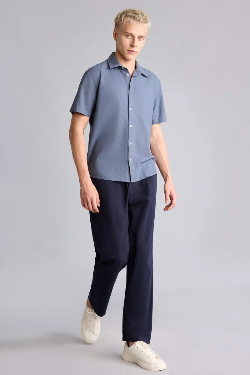 Relax Fit Elastic Waist Navy Blue Pants