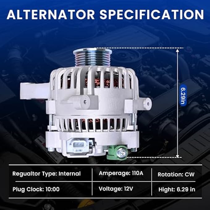 E-Shin Alternator Compatible With 2005-2006Ford for Expedition 2004-2008Ford F150 2006-2008Lincoln Mark LT 2005-2006 Navigator Replace 4L3U10300BA 4L3Z10346BB 6L3Z10346AA 7L3T10300AA 7L3Z10346C 88864858 - Image 3