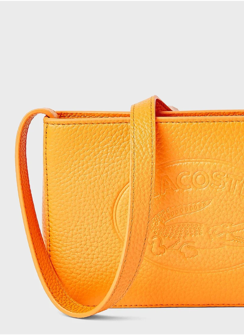 LACOSTE Croco Leather Baguette Bag