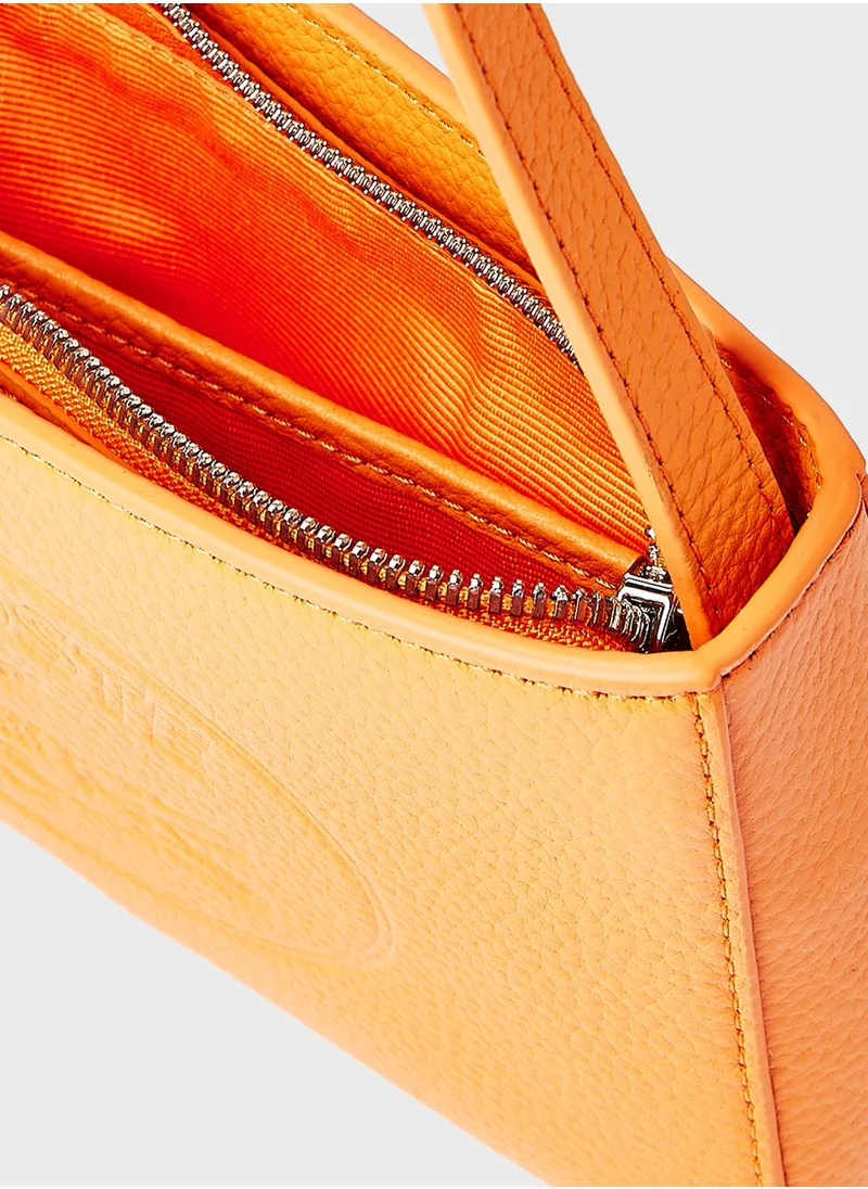 LACOSTE Croco Leather Baguette Bag