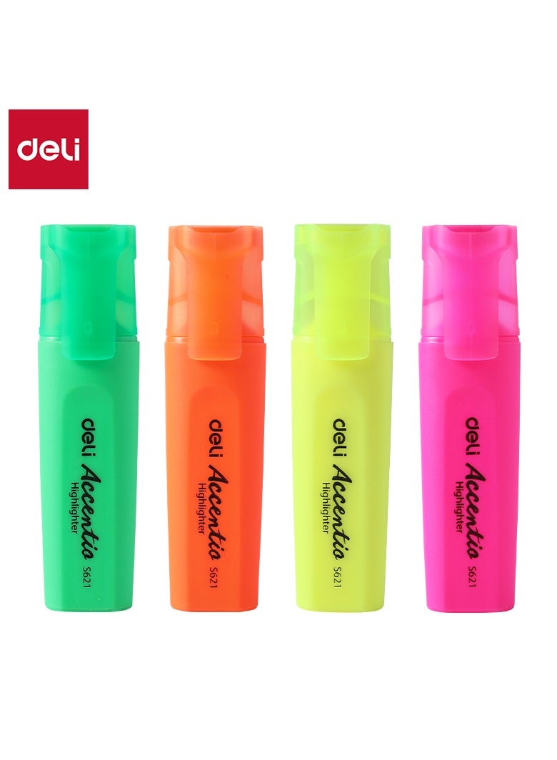 Deli ES622 Highlighter - Assorted Colors 4pcs - ideal for note-taking and document marking  - Image 1