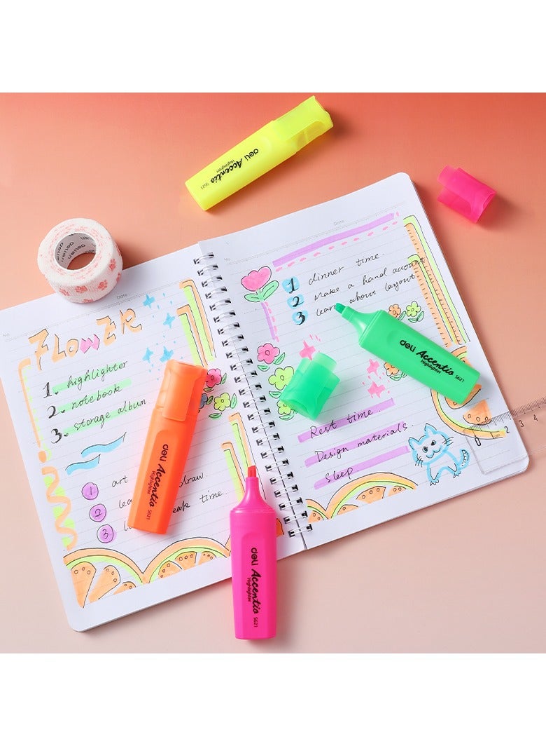 Deli ES622 Highlighter - Assorted Colors 4pcs - ideal for note-taking and document marking  - Image 4
