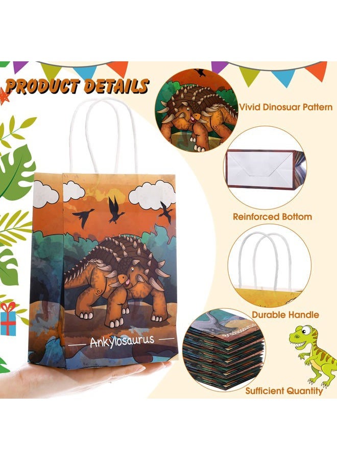 Pajean 24 Pcs Dinosaur Party Favor Gift Bags with Handle, Dinosaur Kraft Paper Gift Wrap Bags Kids Goodie Treat Bags for Boys Girls Dinosaur Dino Theme Birthday Baby Shower Party Supplies(Vivid Style) - Image 4