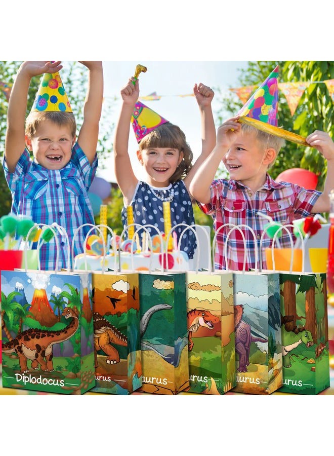 Pajean 24 Pcs Dinosaur Party Favor Gift Bags with Handle, Dinosaur Kraft Paper Gift Wrap Bags Kids Goodie Treat Bags for Boys Girls Dinosaur Dino Theme Birthday Baby Shower Party Supplies(Vivid Style) - Image 5
