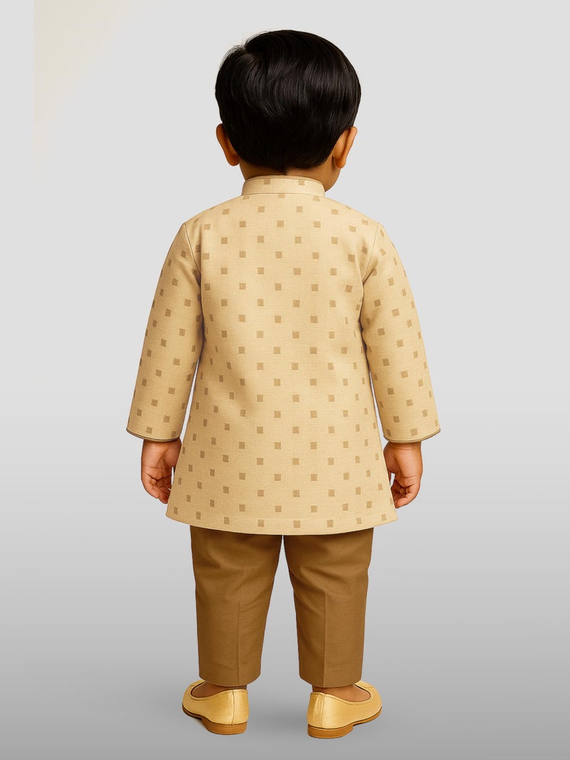 JBN Creation Boys' Gold Silk Blend Kurta and Pyjama Set_VASBK023GOnPRG_34 - Image 3