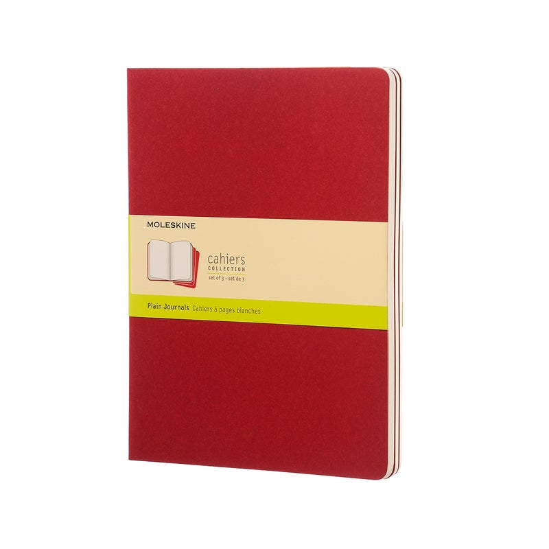 MOLESKINE Cahier Journal XL Size Plain Pages Cranberry Red Cover 64 Pages - Image 1
