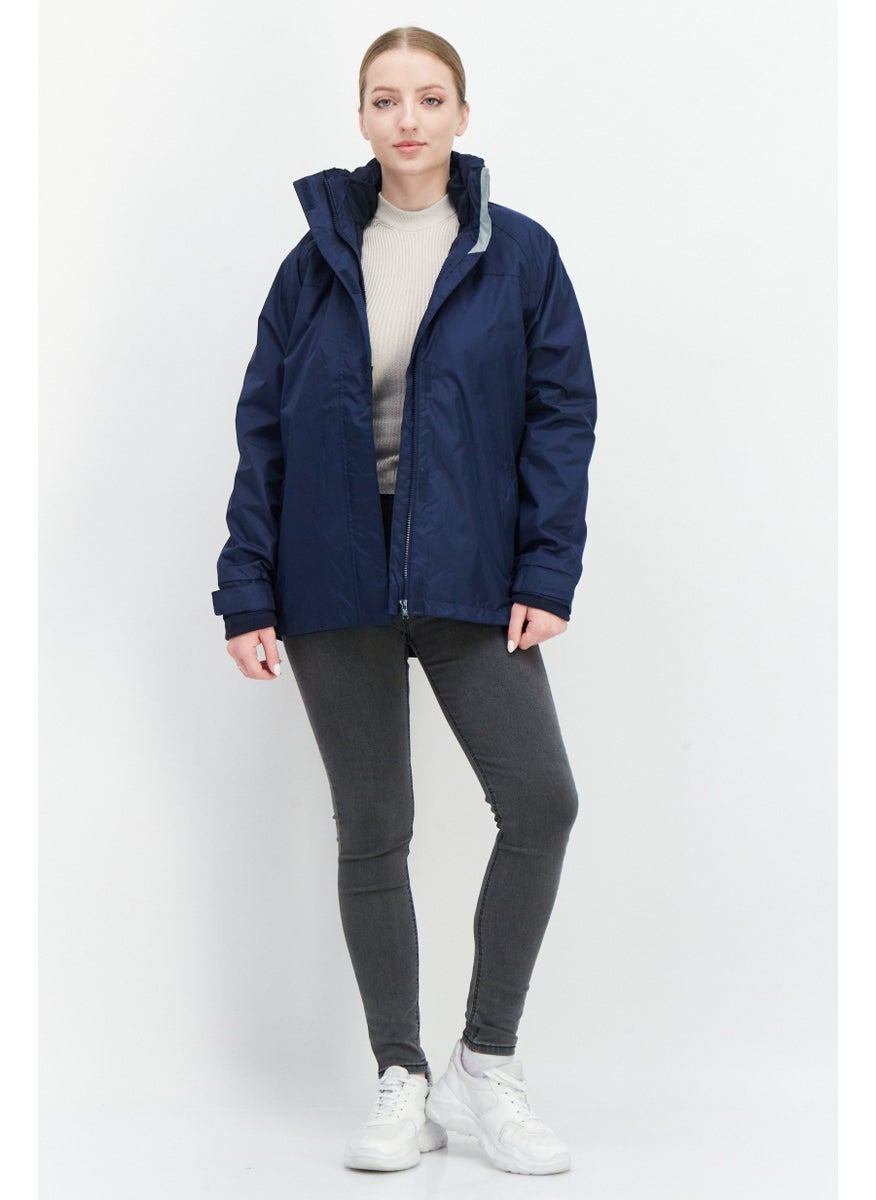 Trespass Women Plain Bomber Jacket, Navy Blue  - Image 2
