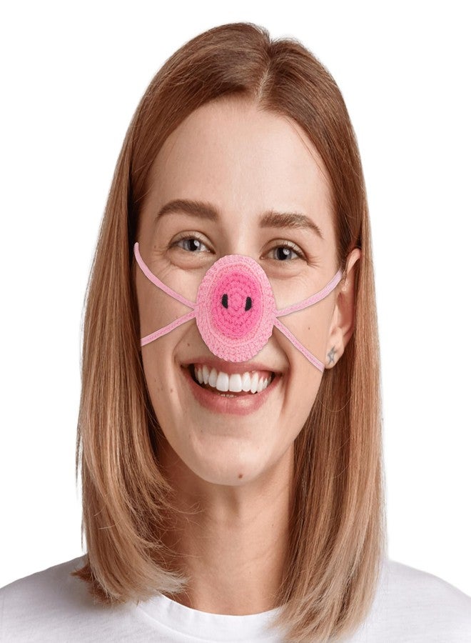 FunisFun Crochet Nose Warmer for Winter Cute Animal Shape Nose Cover for Men Women Cold Weather Outdoor Activities Prank Gag Gift (Pink) - Image 1