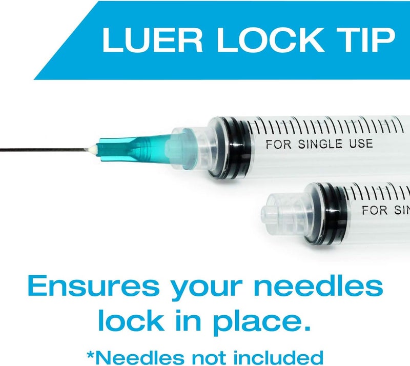 Tilcare 1ml Syringe Without Needle Luer Lock 100 Pack by - Sterile Plastic Medicine Droppers for Children, Pets or Adults – Latex-Free Oral Medication Dispenser - Syringes for Glue and Epoxy - Image 2