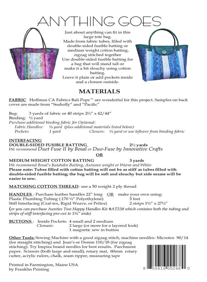 Aunties Two Patterns Anything Goes (Bag) Pattern - Image 2