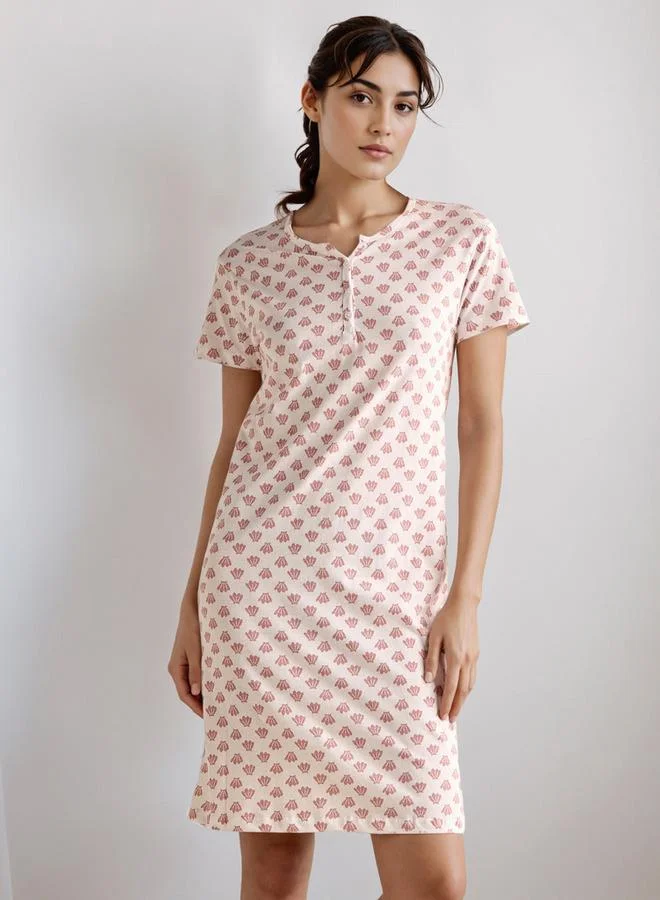 Splash FAV Knee Length Night Dress with Print