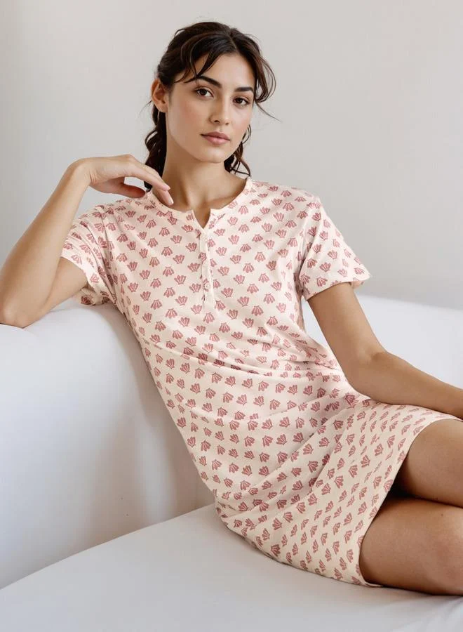 Splash FAV Knee Length Night Dress with Print