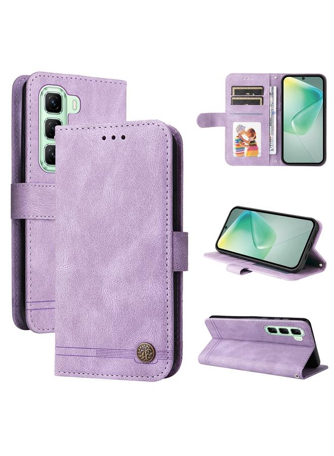 زبون جراب لهاتف Infinix Hot 50 5G Skin Feel Life Tree Metal Button Leather Phone Case - Image 1