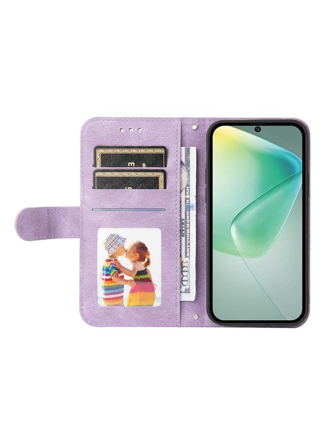 زبون جراب لهاتف Infinix Hot 50 5G Skin Feel Life Tree Metal Button Leather Phone Case - Image 4