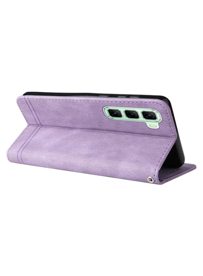 زبون جراب لهاتف Infinix Hot 50 5G Skin Feel Life Tree Metal Button Leather Phone Case - Image 5