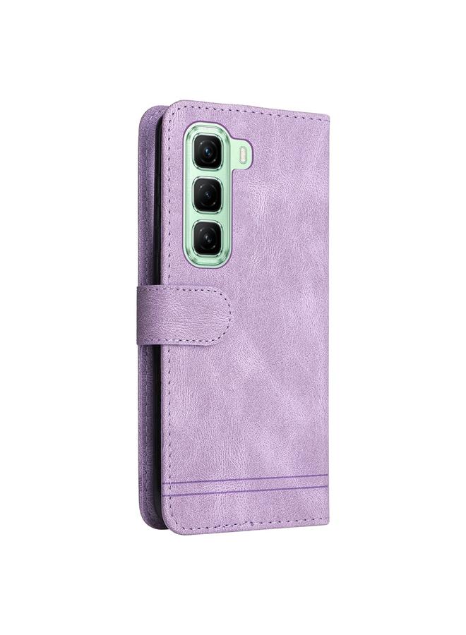 زبون جراب لهاتف Infinix Hot 50 5G Skin Feel Life Tree Metal Button Leather Phone Case - Image 3