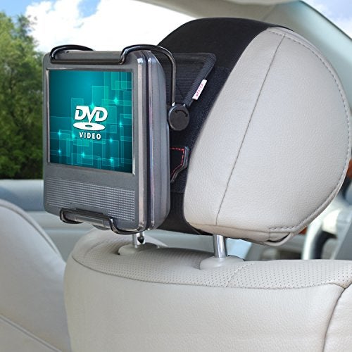 TFY Universal Car Headrest Mount Holder with Angle- Adjustable Holding Clamp for 7-9 Inch Swivel Screen Portable DVD Players, Black - Image 1