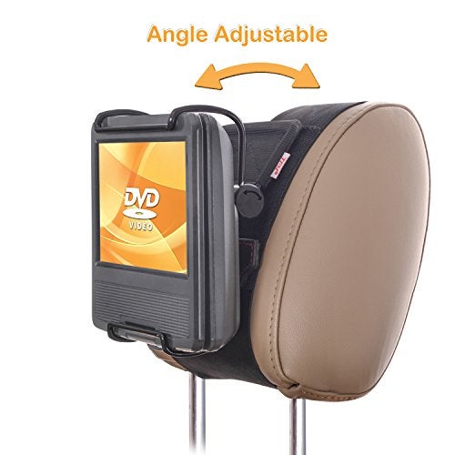TFY Universal Car Headrest Mount Holder with Angle- Adjustable Holding Clamp for 7-9 Inch Swivel Screen Portable DVD Players, Black - Image 2