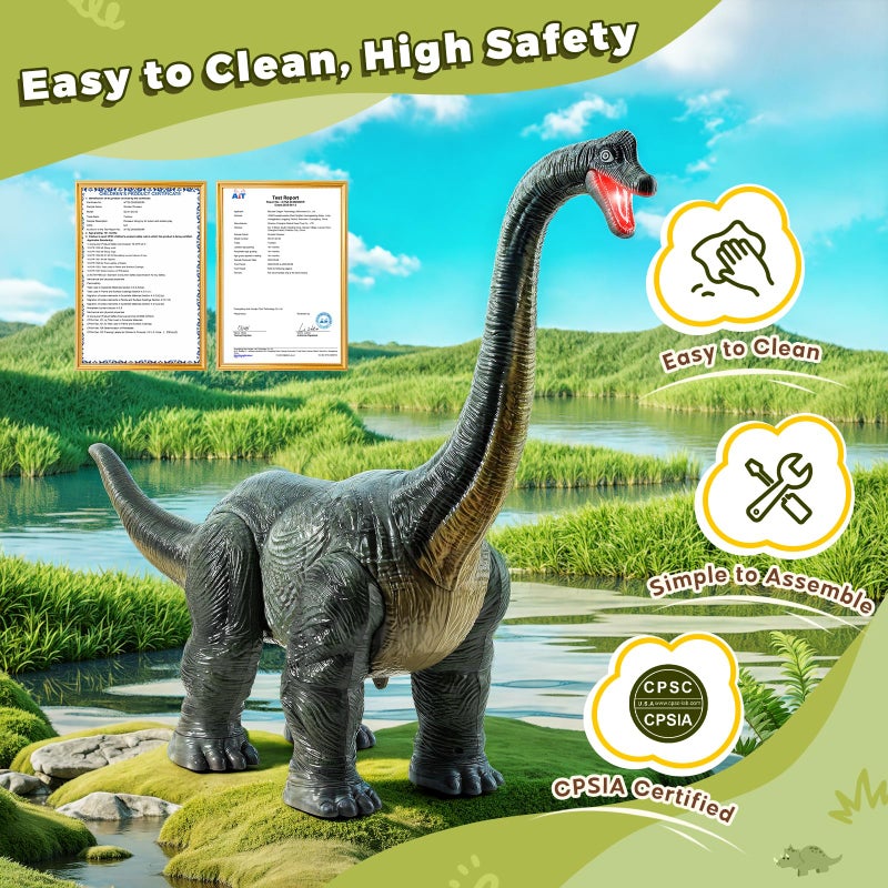 Twinkoo Dinosaur Ride On Toy Cars for Kids,Twinkoo Realistic Brachiosaurus Push Car with Three Sound Effects,Sound and Light Effects PP Wheels for Indoor/Outdoor Play,Best Gift for Kids(Brachiosaurus) - Image 4