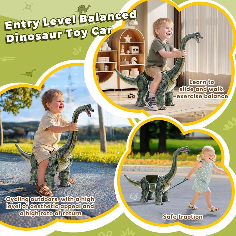 Twinkoo Dinosaur Ride On Toy Cars for Kids,Twinkoo Realistic Brachiosaurus Push Car with Three Sound Effects,Sound and Light Effects PP Wheels for Indoor/Outdoor Play,Best Gift for Kids(Brachiosaurus) - Image 3