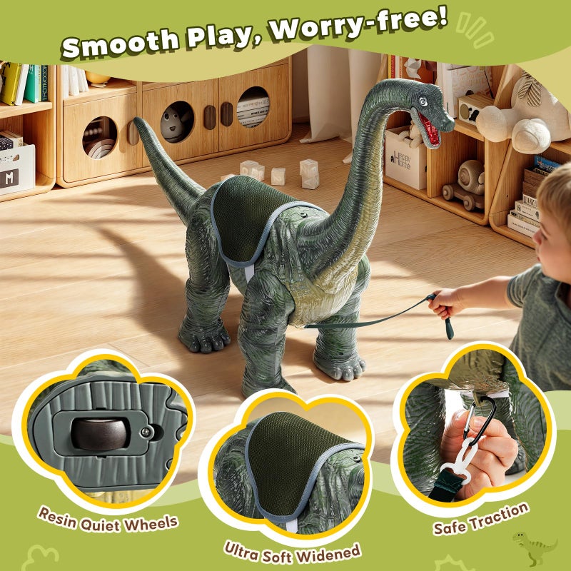 Twinkoo Dinosaur Ride On Toy Cars for Kids,Twinkoo Realistic Brachiosaurus Push Car with Three Sound Effects,Sound and Light Effects PP Wheels for Indoor/Outdoor Play,Best Gift for Kids(Brachiosaurus) - Image 5