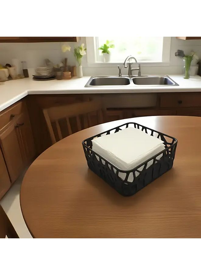 Square 3D Printed PLA Tissue Box Holder Black Napkin Organizer Geometric Design Durable Bathroom Kitchen Storage Modern Decor - Image 1