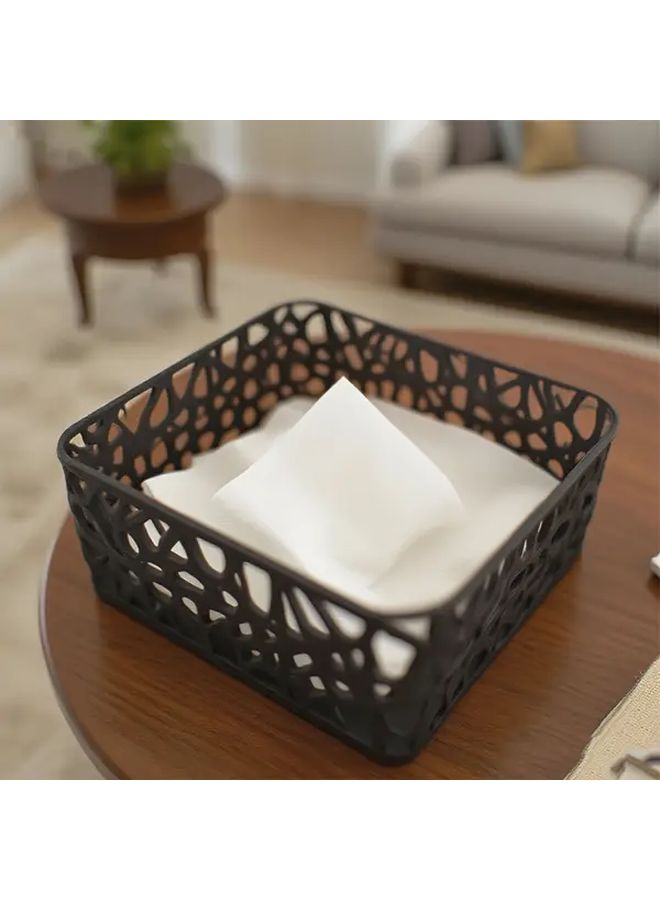 Square 3D Printed PLA Tissue Box Holder Black Napkin Organizer Geometric Design Durable Bathroom Kitchen Storage Modern Decor - Image 4